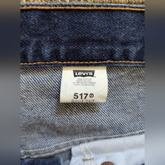 Vintage Levis 517 Jeans Mens 32x23.5 Blue Bootcut Altered Hem Pre Owned - Picture 3 of 9